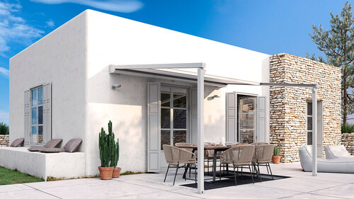 Pérgola techo plano retráctil jardín Bilbao